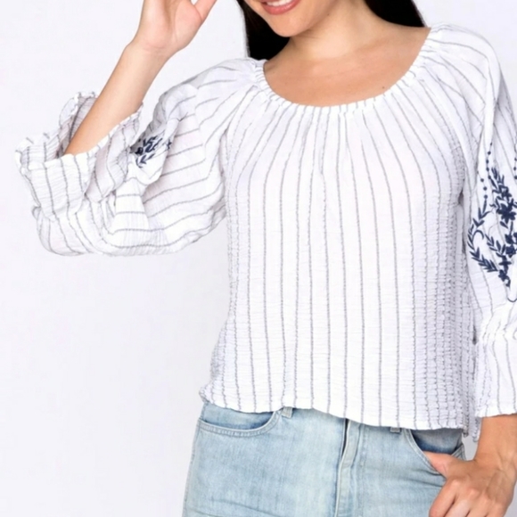 XCVI Striped Off the Shoulder Top - Picture 10 of 10